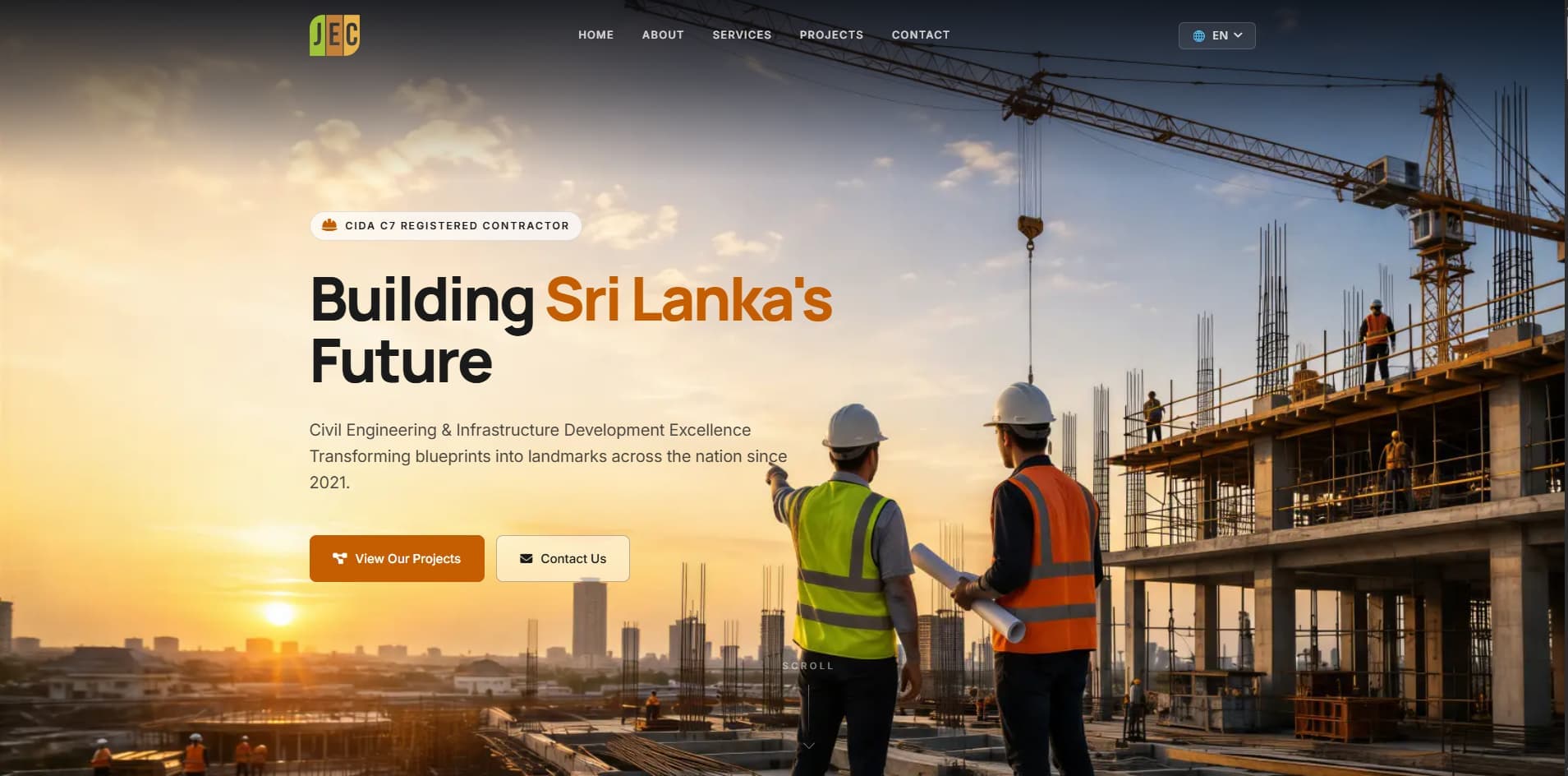 Jeewa Engineering & Construction, Multilingual Landing Page